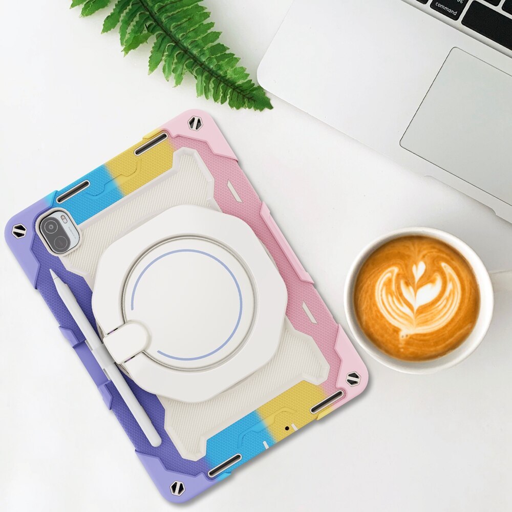 Funda de silicona para Xiaomi Mi Pad 5 MiPad5 Pro, carcasa de 11 pulgadas, , segura para niños, a prueba de golpes, anillo de tracción, soporte para tableta: Rainbow Pink / For Mi Pad 5