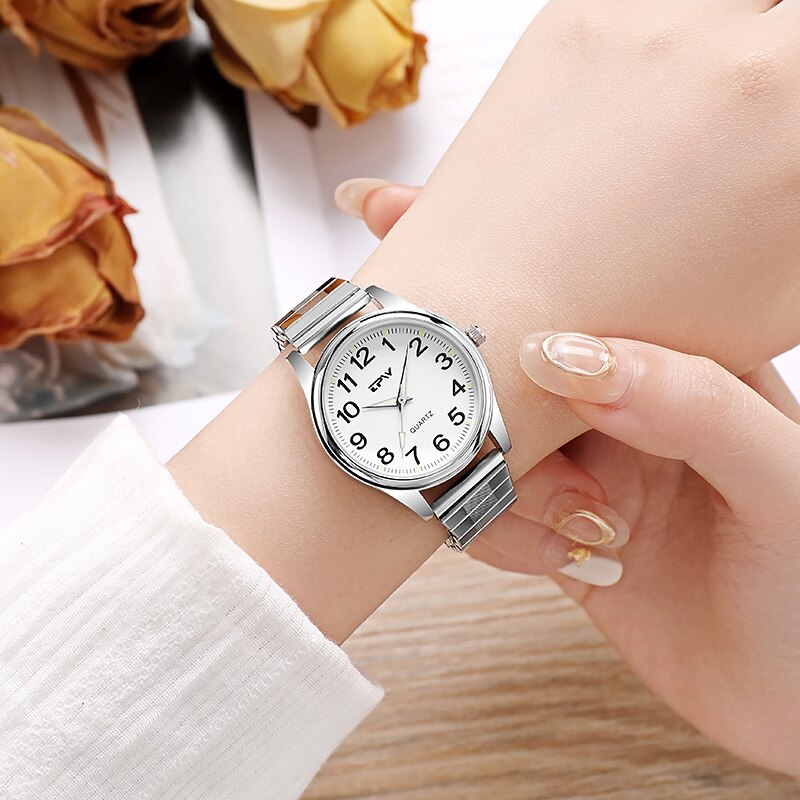 Easy Reader Expansion Band Watch Big Number White Dial 32mm