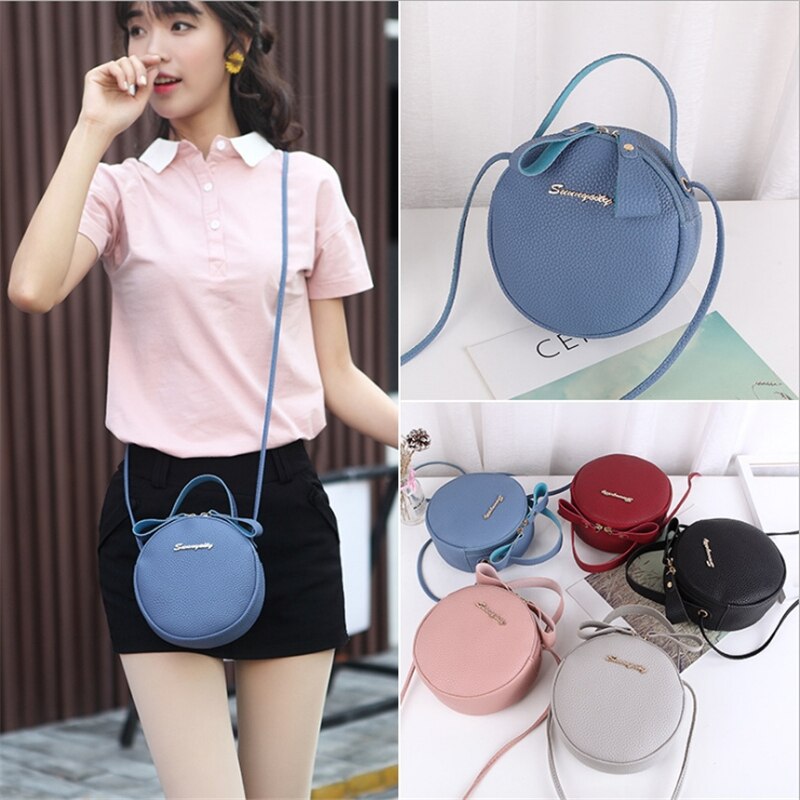 Vrouwen Telefoon Tas Mini Pu Lederen Circular Handtas Eenvoudig Messenger Tassen Voor Vrouwen Vrouwelijke Crossbody Tassen Portemonnee