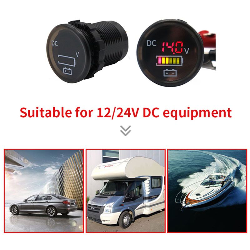 Voltmètre de batterie pour bateau, moniteur de tension IP67, 12V/24V DC