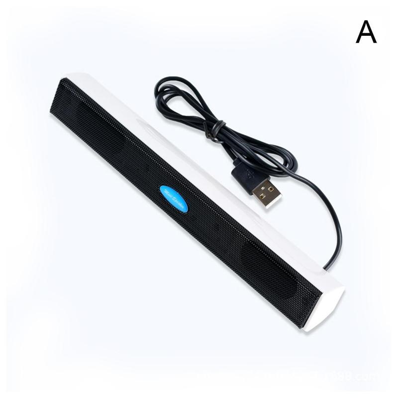 Portable Stereo Bass Sound Usb Soundbar External Computer Speaker With Usb Cable For Desktop Pc Laptop B6w1: white