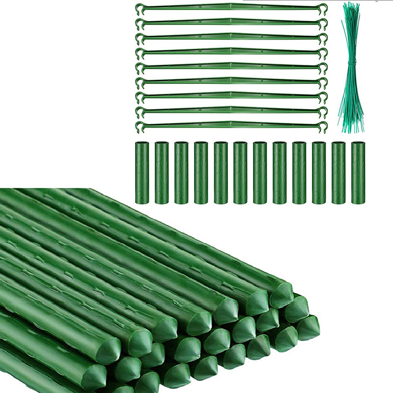 Garden Stakes Plant Support Plastic Coated Steel Plant Stake 15.7 Inch Plant Stakes Set for Climb Plant (145 Pieces): Default Title
