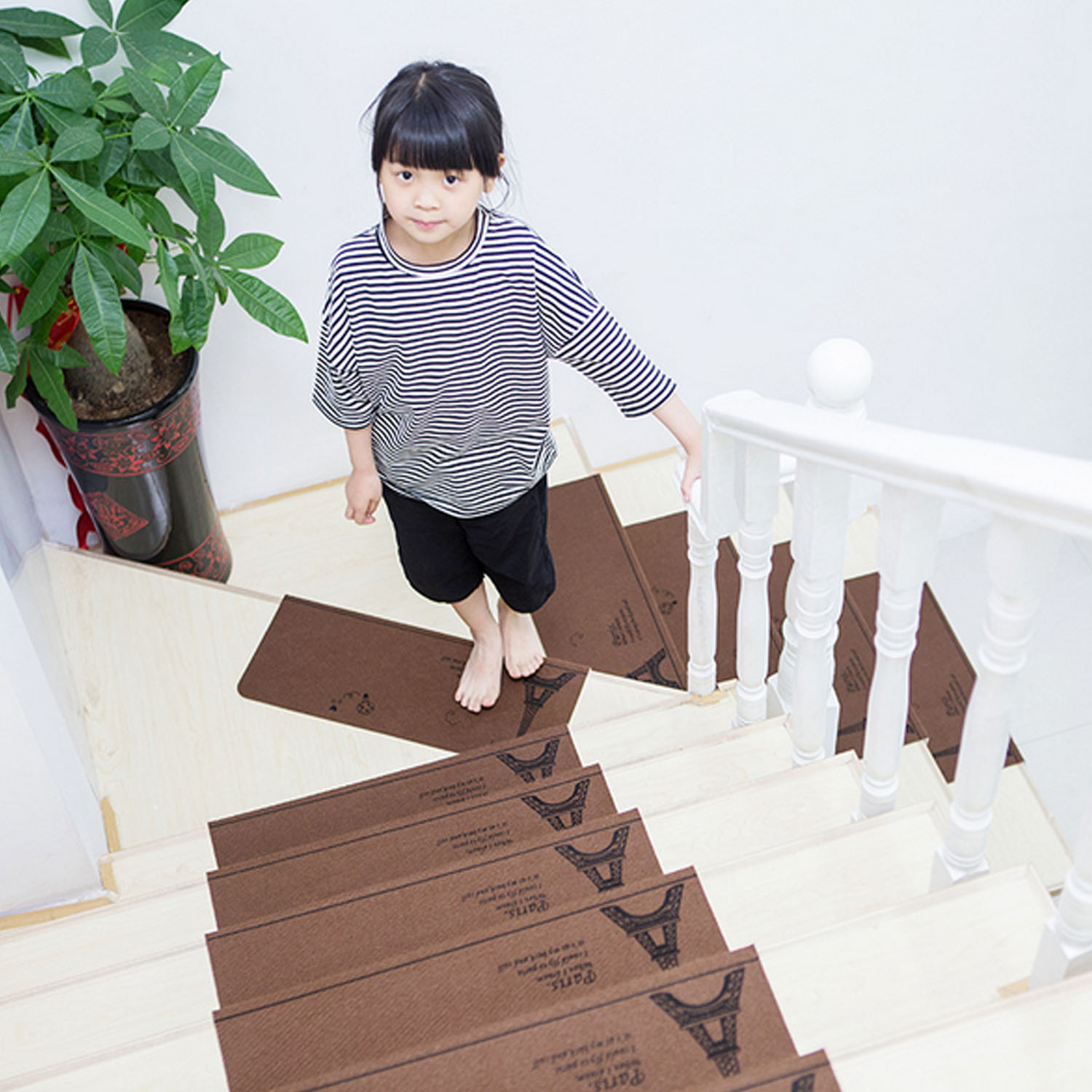 13pcs Anti Slip Self Adhesive Coffee Beige Indoor Safety Stair Step Treads Floor Mats Carpet Staircase Pad Area Rug Protector