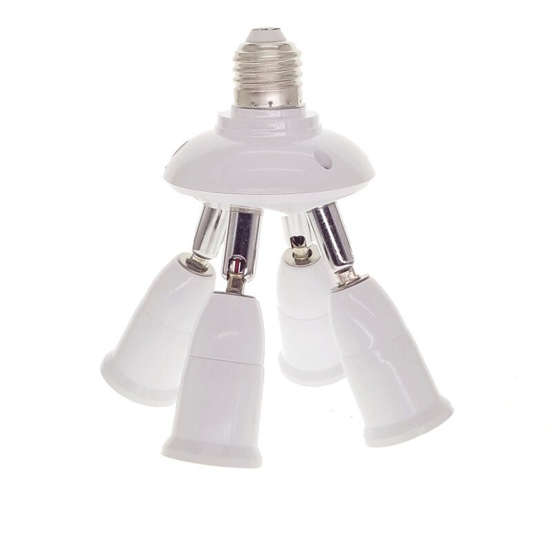 E27 splitter 3/4/5 hoder lampe sokkel justerbar led lyspære holder adapter konverter socket lampeholder: Uten bryter 4 i 1
