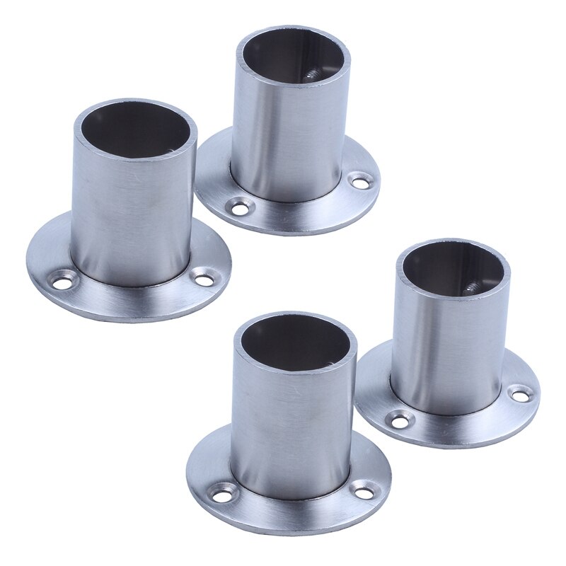 Wardrobe 25Mm Tube Stainless Steel Rail Rod End Support Bracket 4Pcs: Default Title