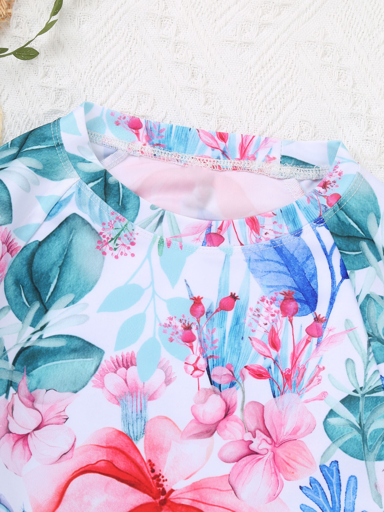 Kids Girls Floral Print Beachwear Swimming Suit Ro... – Vicedeal