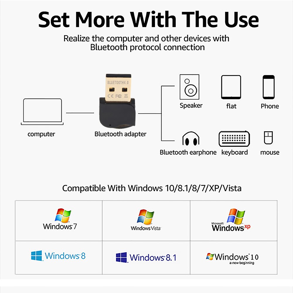 Kebidumei mini adapter Bluetooth klucz usb robić komputera PC bezprzewodowy zestaw słuchawkowy Bluetooth 4.0 odbiornik muzyczny adapter odwieźć wolny