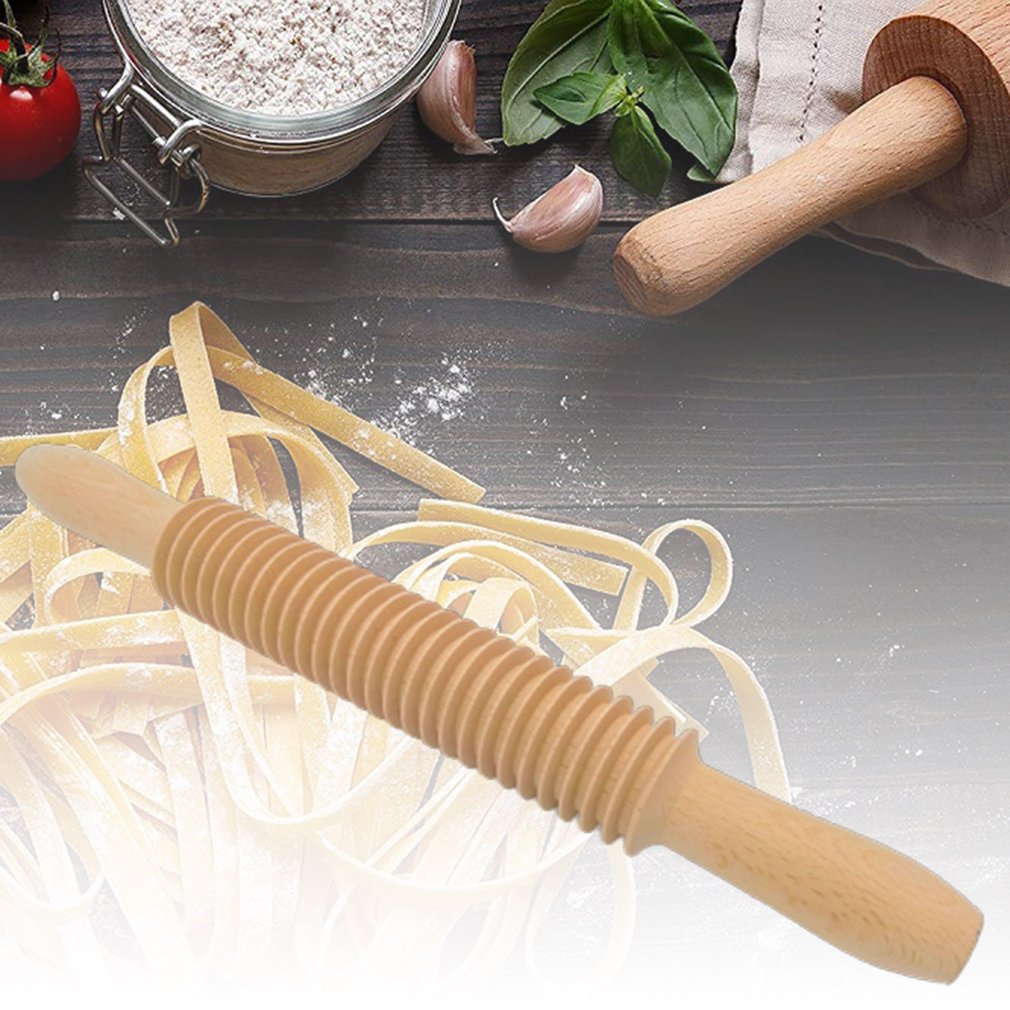 Noodle Deegroller Noodle Cutter Draad Rolling Pin Pasta Stok Noodle Cutter Beuken Patroon Noodle Stok