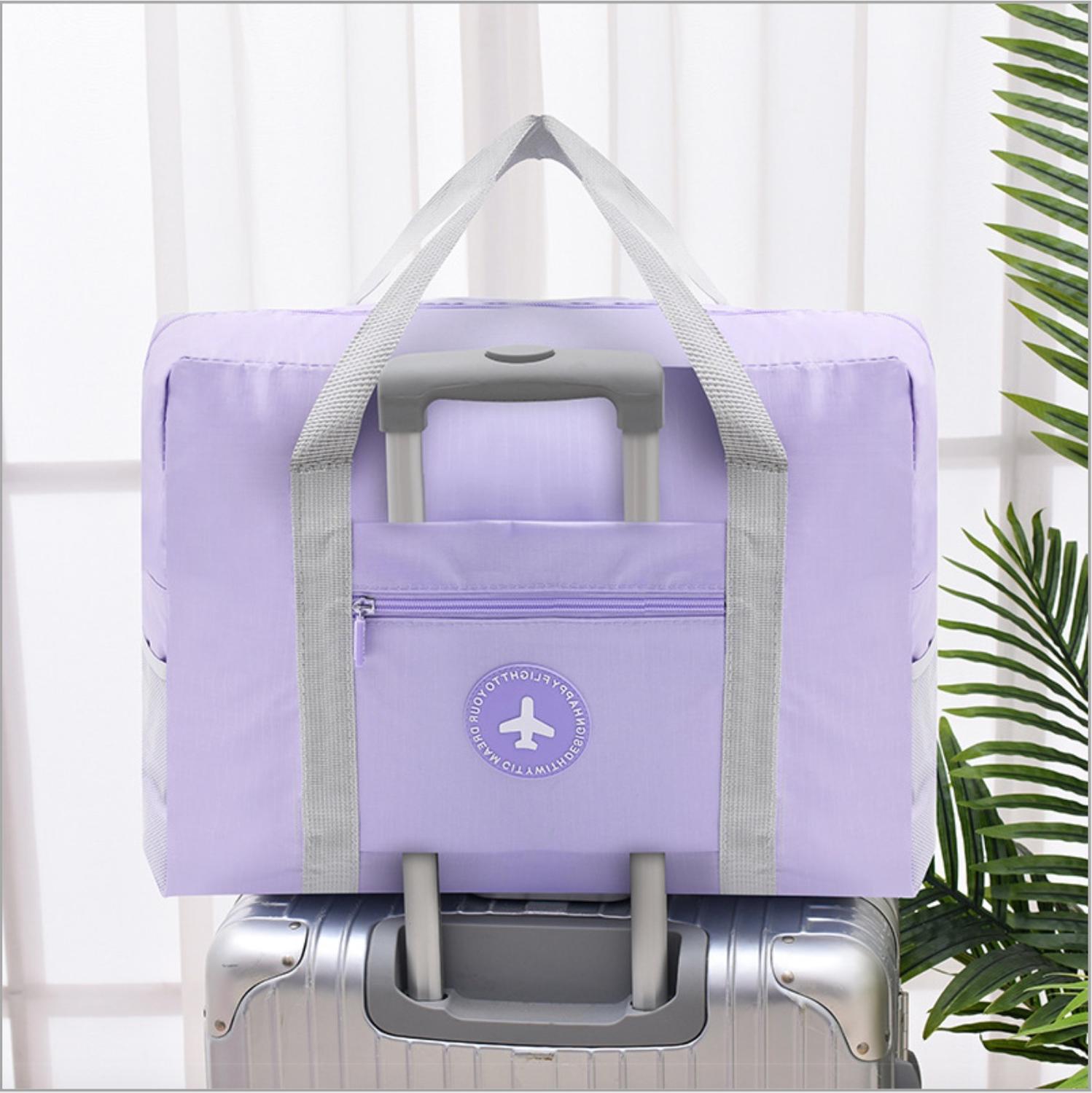 Waterdichte Dikke Oxford Reizen Opvouwbare Tas Grote Capaciteit Bagage Handtas Opbergtas Kan Set Trolley Case Draagbare Boardingtas: Lavendel