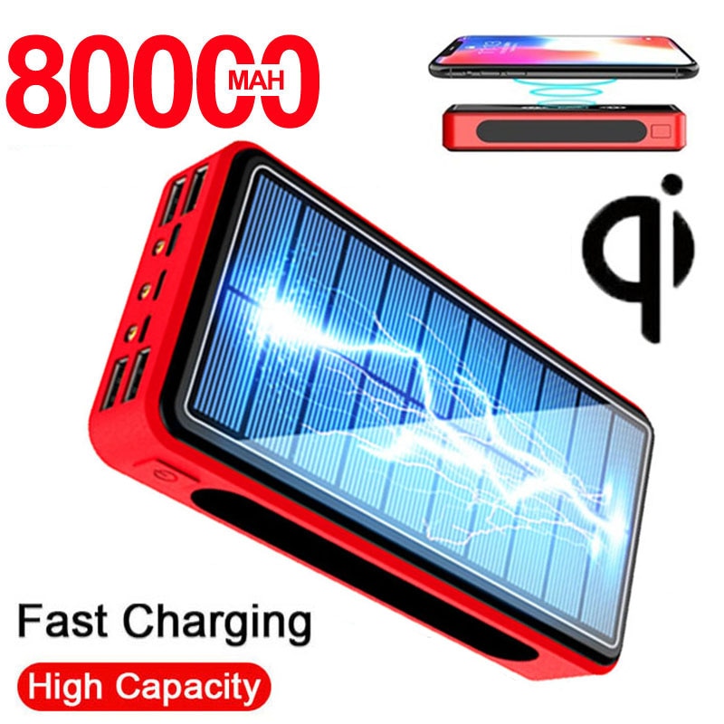 80000mah Solar Powerbank Wireless Power Bank 4 Usb Grandado 8563