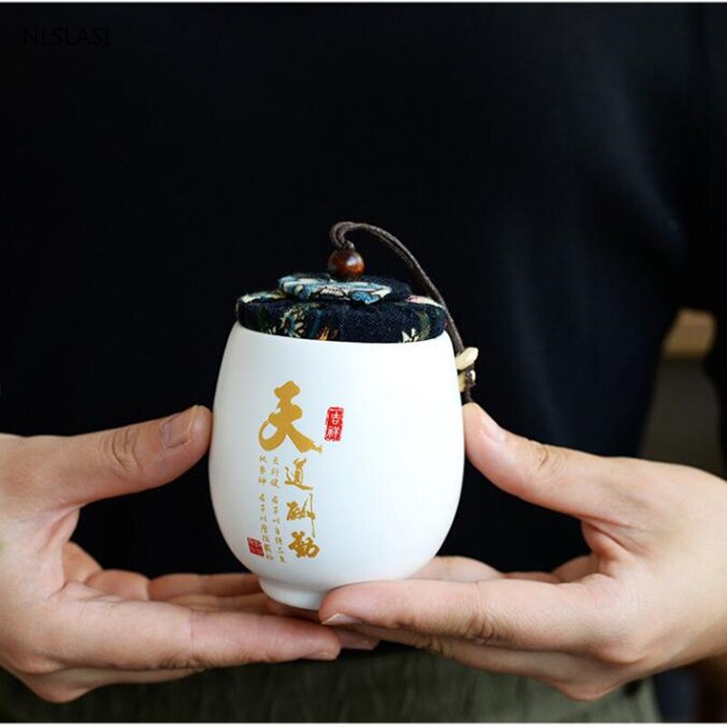 Ceramics tea jar Tieguanyin containers travel tea bag storage box Portable Sealed tea caddy spice organizer Candy storage tank