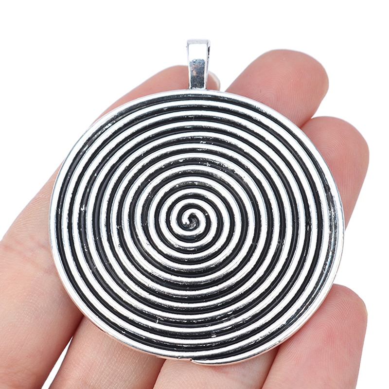 2 stücke Tibetischen Silber Große Spirale Strudel Wirbel Runde Reize Anhänger für Halskette Schmuck, sterben Entdeckungen 60x52mm