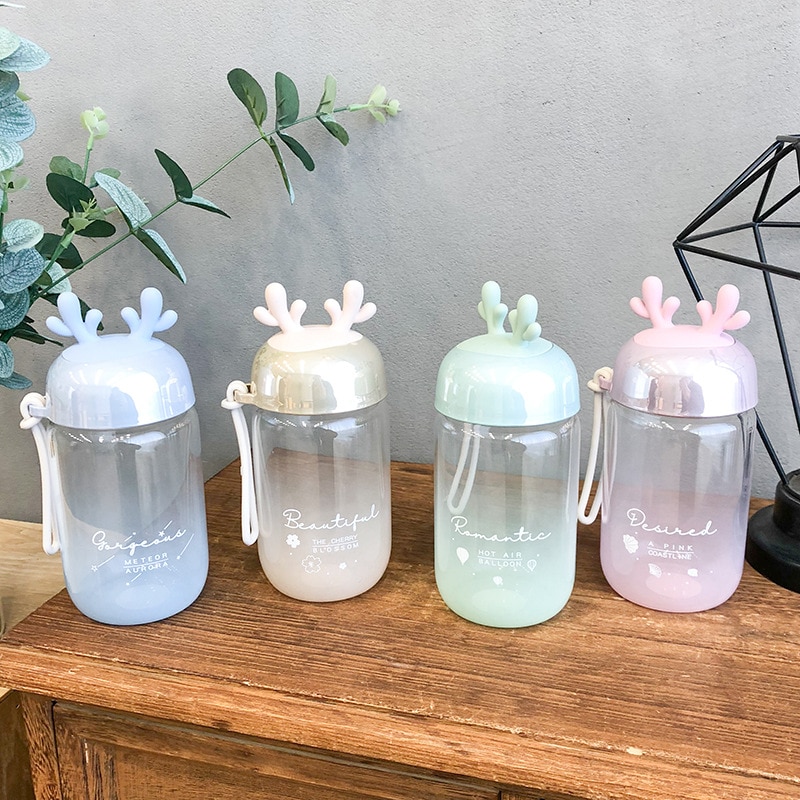 Gradient hjorthorn 300ml söta vattenkopp barns resande vattenkopp färgglada flickor