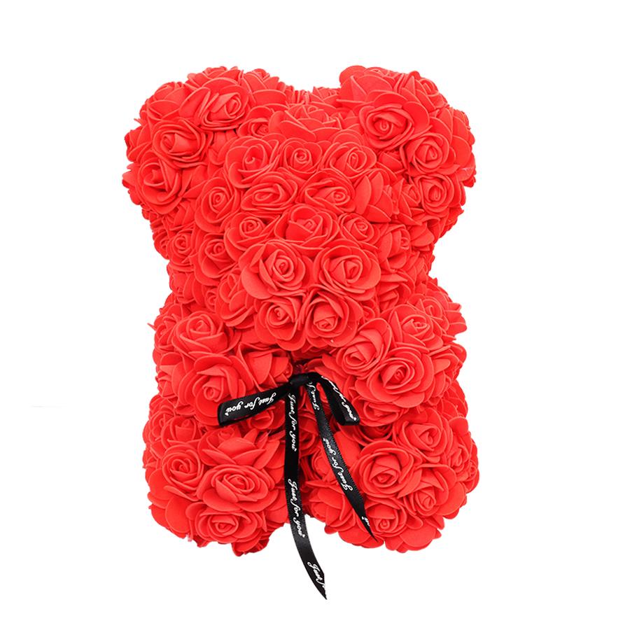 gros pas cher 25cm ours rouge Rose ours en peluche Rose fleur artificielle décoration de noël pour les femmes saint valentin: A1