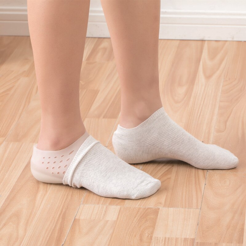 Media Plantilla de silicona, almohadillas invisibles para aumentar la altura, zapatos deportivos transpirables, almohadilla para aumentar el talón, almohadilla de masaje de pies