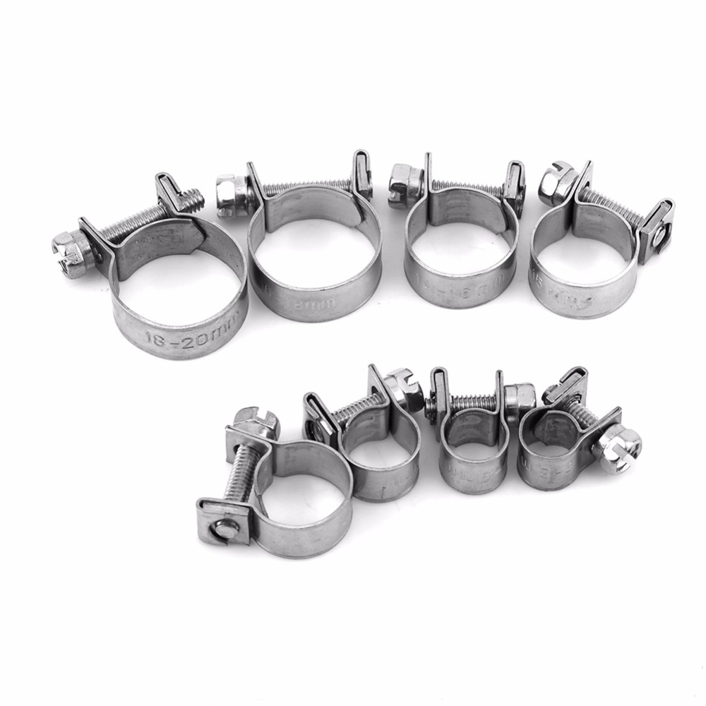 10 stk/sett mini slangeklemme klips rør rustfritt stål skrue liten feste rør marine vann rør fittings drivstoff linje injeksjon luft h