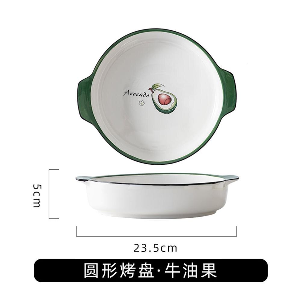 Bakeware ceramic oven air fryer special plate home girl heart tableware plate fruit breakfast dinner: Avocado 2