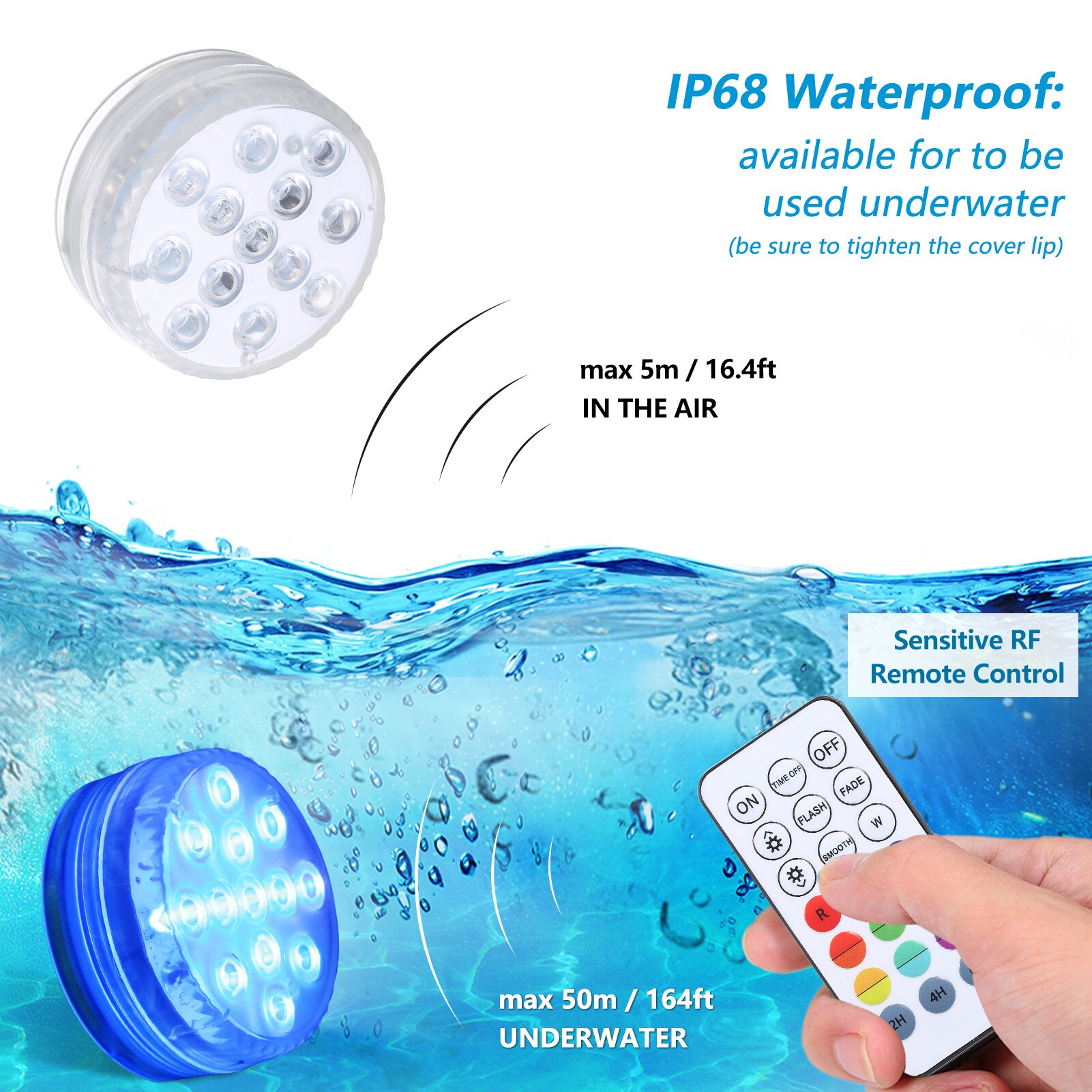 16 Colors Submersible Led Lights With Magnet and Suction Cup Pond Fountain Underwater LED Night Light for Pool Fishtank