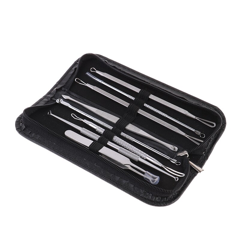8Pcs Stainless Steel Blackhead Remover Kit With Bag Blackhead Acne Comedone Pimple Blemish Extractor Beauty Tool