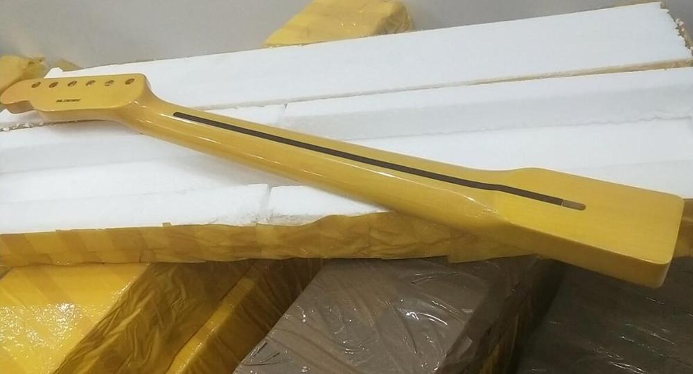 style tele electric guitar neck 21 fret in yellow maple woods-G