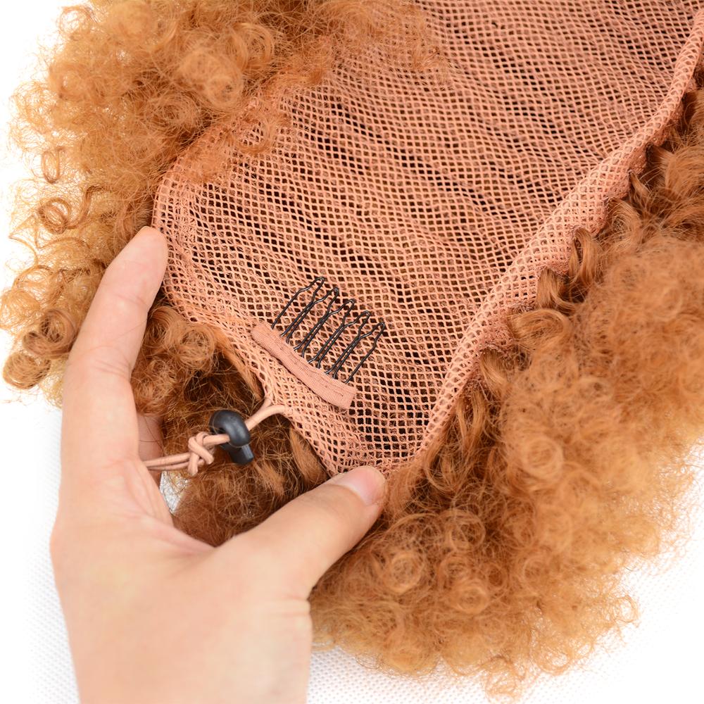 Corto Afro Puff moño de pelo sintético Chignon Hairpiece para mujeres negras cordón Cola de Caballo rizado Updo Clip extensiones de cabello