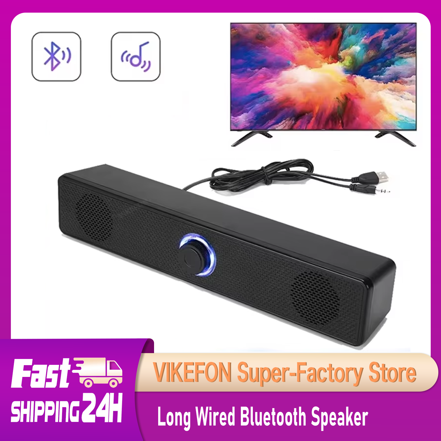Pc-soundbar trådbunden och trådlös bluetooth-högtalare usb-driven soundbar för tv pc bärbar dator spel hemmabio surroundljudsystem
