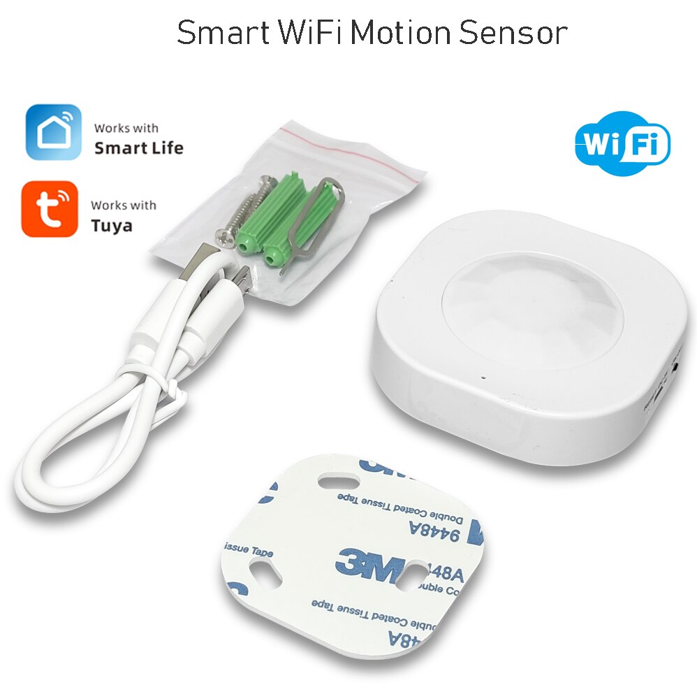 Tuya Smart Home WiFi Light Control PIR Motion Sensor, House Security Infrared Human Body Detect Alarm to Anti-Theft