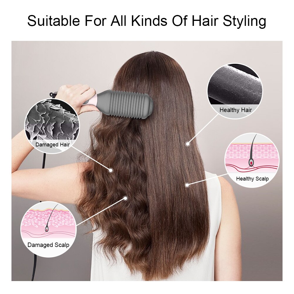 ANLAN-alisador de pelo cepillo de pelo, plancha de pelo infrarroja, iónico negativo, peine, cuidado de estilismo, herramienta para peinar