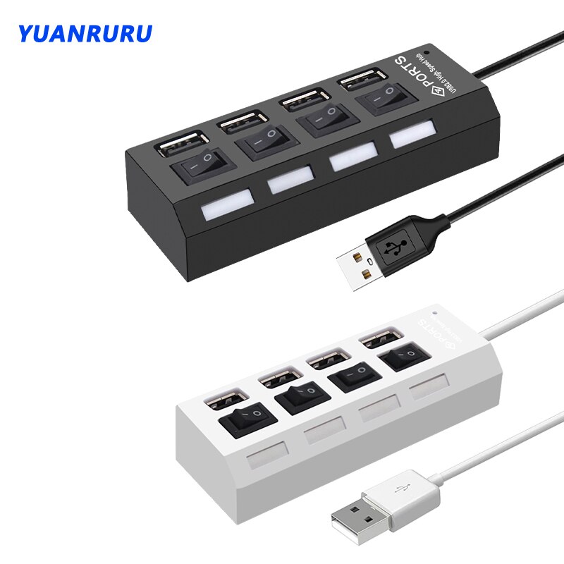 USB Hub 2.0 USB 2.0 Hub Multi USB Splitter Hub Port Hub Adapter 4/7 Port Multiple Expander 2.0 USB Hub with Switch for PC