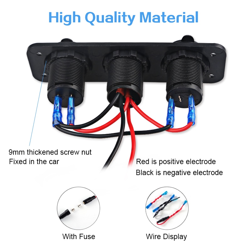 5V 2.1A + 2.1A Dubbele USB Autolader 12V 24V LED Display Digitale Voltmeter Sigarettenaansteker Power outlet Schakelaar Paneel