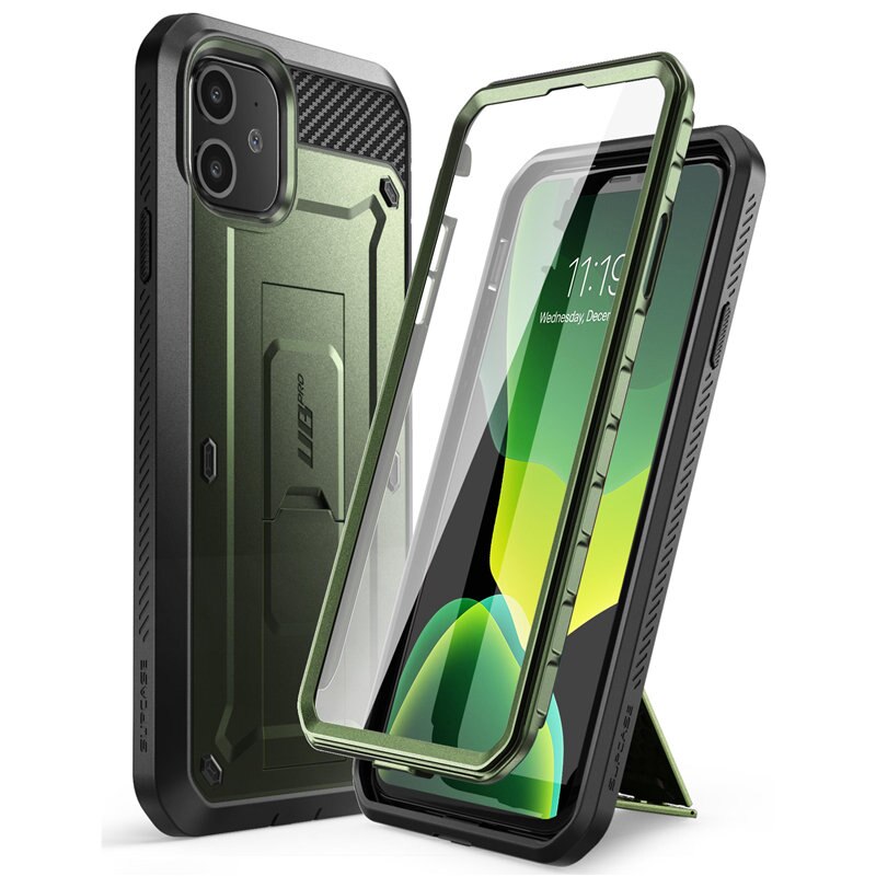 SUPCASE pour iPhone 11 coque 6.1 "(sortie ) UB Pro coque robuste complète avec protection d'écran intégrée et béquille: MetallicGreen