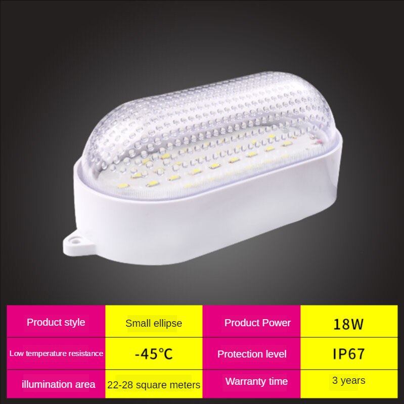 Utomhus led vattentät taklampa inomhusmonterad  ip67 badrum veranda 10/20w panel lampa lager kök väggbelysning: Oval 18w