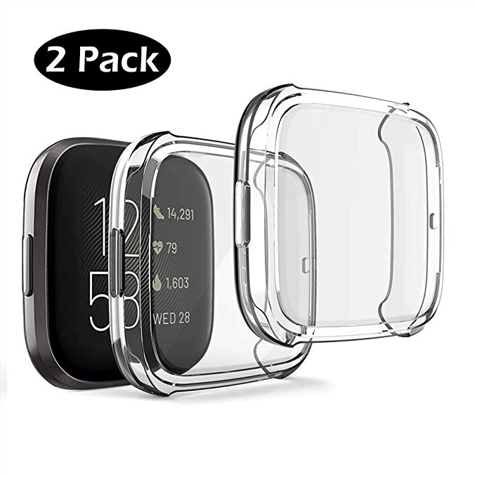 2pack Soft Tpu Case for Fitbit Versa 2 versa Band Waterproof Watch Shell Cover Screen Protector for Fitbit Versa 2: 1