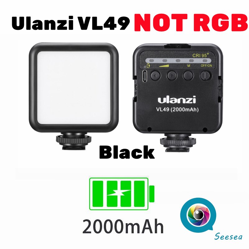 Ulanzi VL49 Mini RGB Video Licht Beleuchtung für Fotografie pavotube RGB LED Video Kamera Licht Vlog Füllen Licht Live: VL49 Schwarz nicht RGB