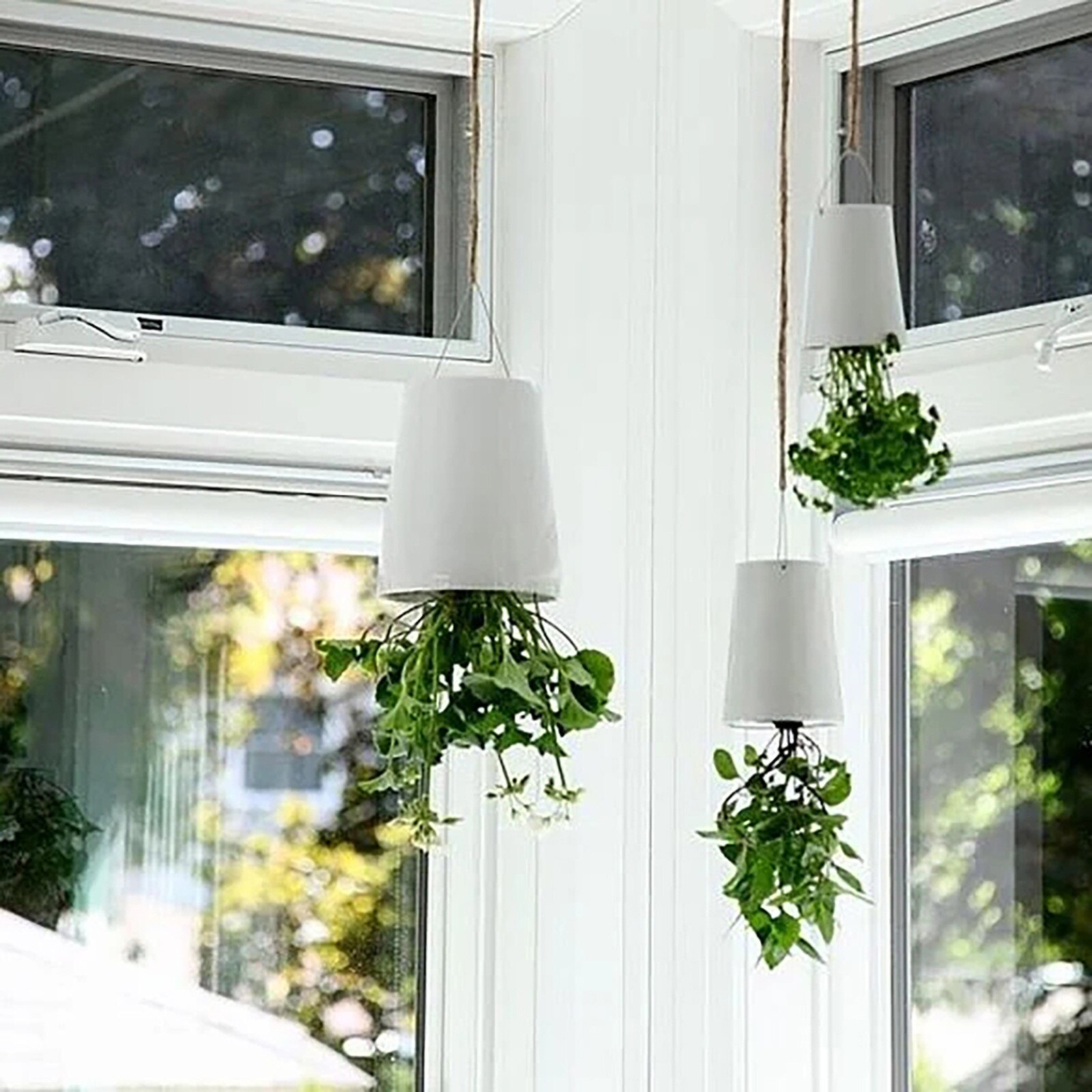 40#Indoor Sky Garden Hanging Pot Upside Down Recycled Hanging Planter Pot Upside Down Sky Planting Pot Flowerpot Storage Basket