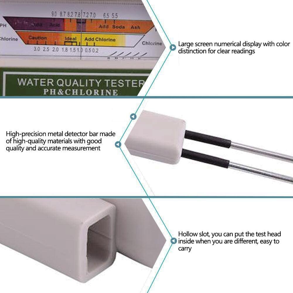 2 in 1 Chlorine And PH Meter Swimming Pool Tester CL2 Level Meter Test Spa Water Meter Monitoring Detector Analyzer