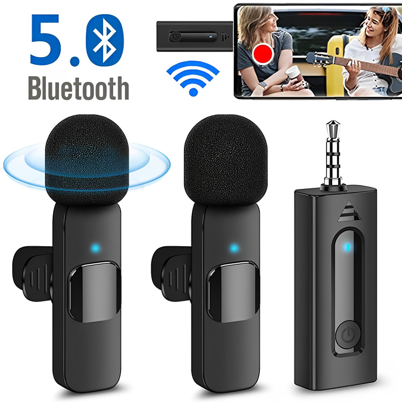 Wireless 3.5mm Lavalier Microphone Bluetooth 5.0 Recording Universal Mini Mic for Camera Speaker Smartphone Lapel Microphone
