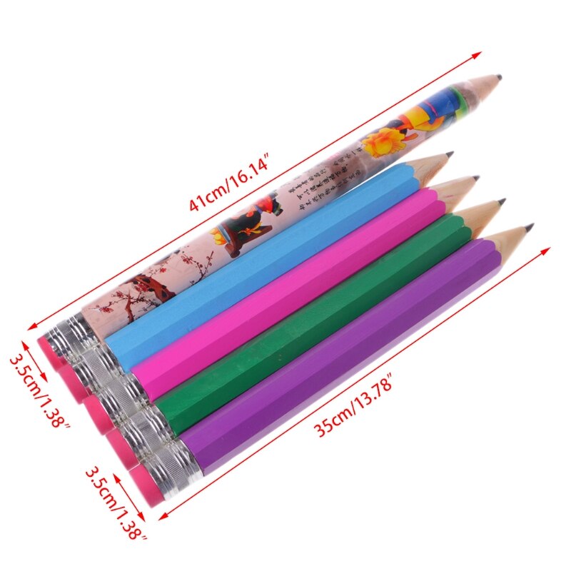 Giant Wooden Pencil Large Stationery Novelty Children Toy Performance Prop 35cm for Painter, artist, student
