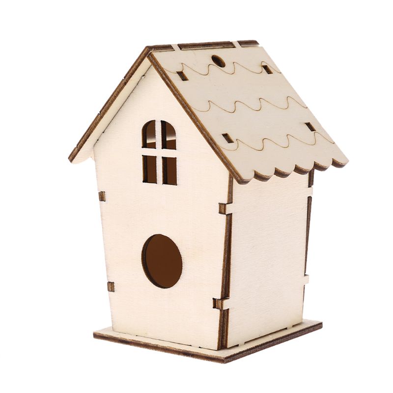 Natural Wooden Bird House Nest Wall-mounted Garden Outdoor Bird Cage Box N1HA