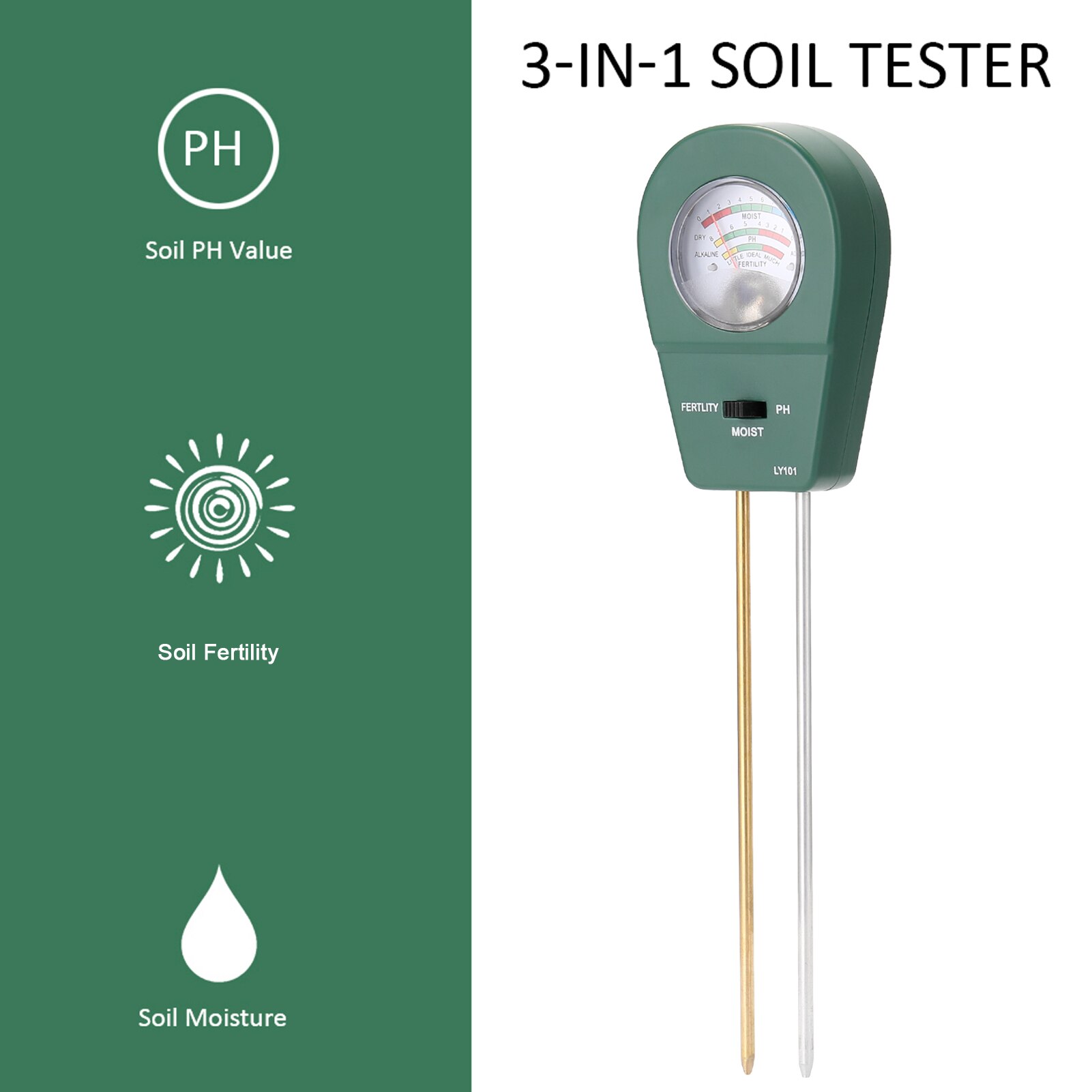 Soil Moisture Meter /Soil Fertility/Soil PH 3-in-1 Soil PH Meter Soil Detector PH Tester Soil Moisture Sensor For Garden Flowers