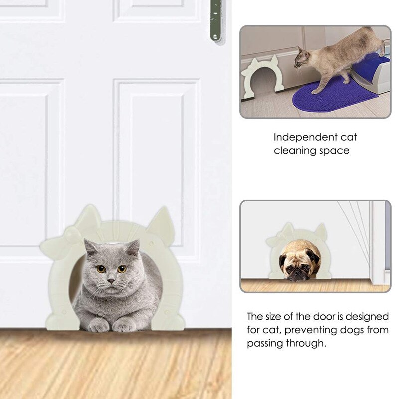Puerta de para gato, puerta Interior para mascotas, con forma de agujero de 2 vías, se adapta a núcleo hueco, puerta sólida de vidrio para gatos de hasta 21 Lb