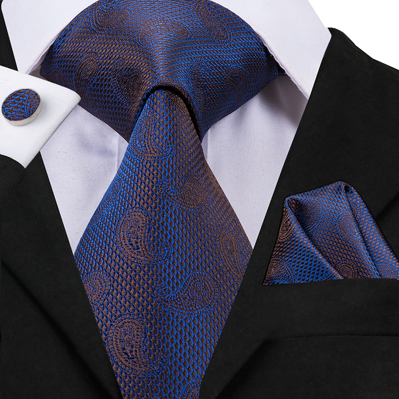 Hi-Tie, nueva corbata gris clásica para hombres, tela de seda Jacquard, juego de gemelos y pañuelo tejido para hombres, de , corbatas de seda SN-1466: SN-3048