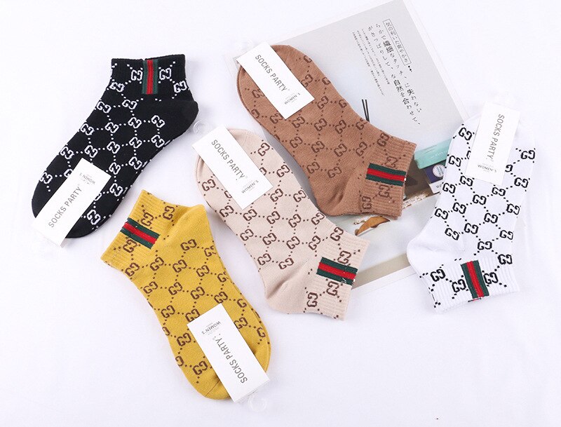 5 pairs of spring summer casual pure cotton women's socks shallow mouth sports socks breathable spring summer casual