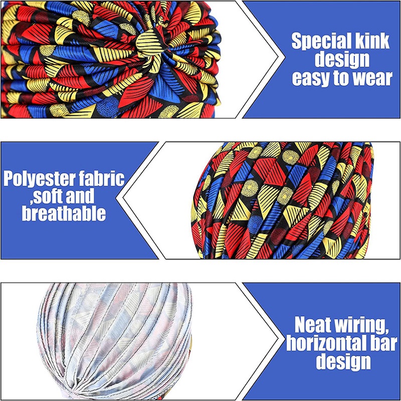 Kvinders print blomsterknude kræft flæse kemohue beanie tørklæde turban hoved wrap strikket hue hårtab tilbehør
