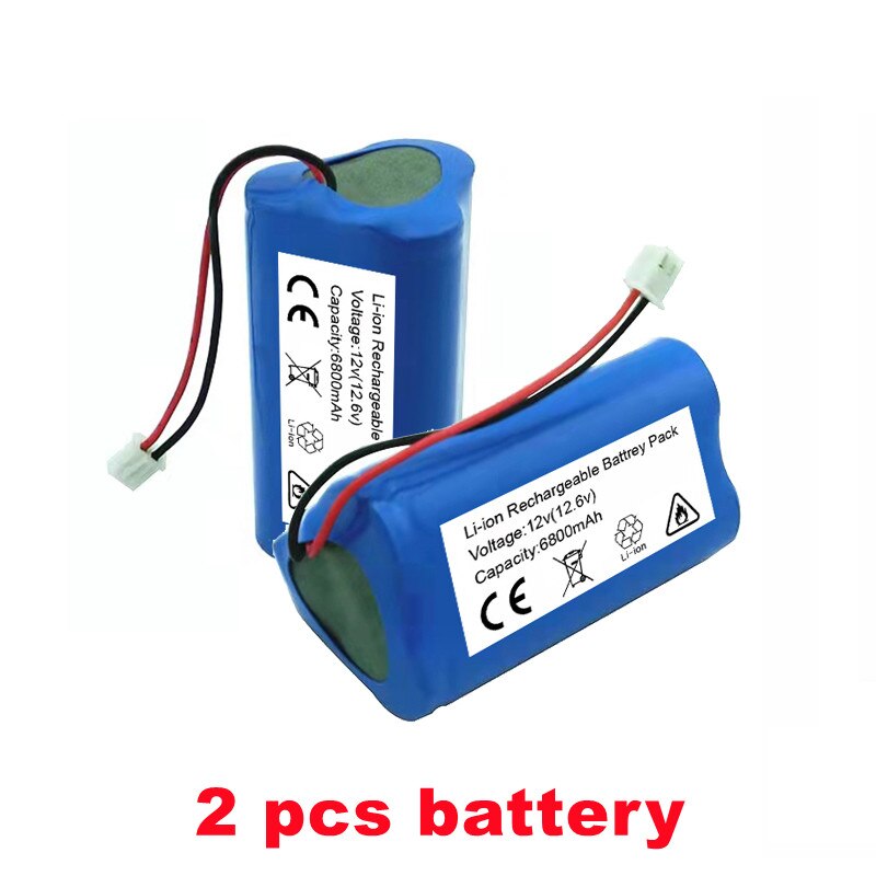 Portable 12V 6800mAh 18650 Lithium ion Rechargeable Battery pack 3S1P Speaker flashlight CCTV Camera GPS search light equipment: 2 pcs battery