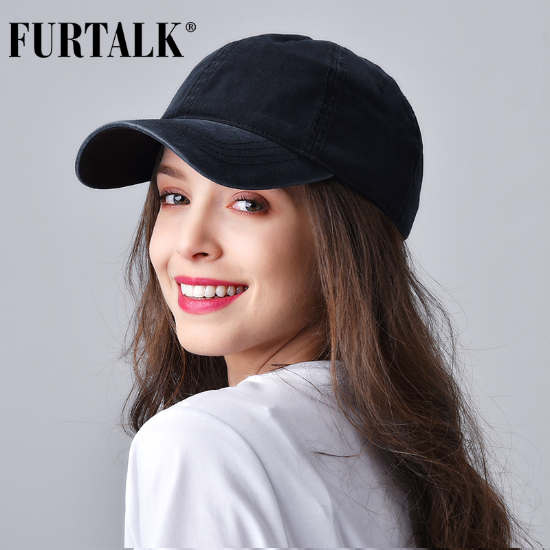 Furtalk vintage baseball cap kvinder mænd vasket bomuld hestehale baseball caps mænd snapback hip pop hat sort sommer kasket til kvinder