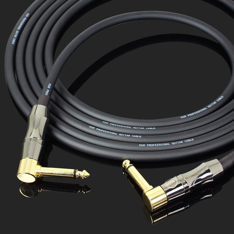 KGR 6 Meters/ 20 Feet Electric Guitar Cable Bass Musical Instrument Cable Cord 1/4 Inch Straight to Right Angle Plug: 10M RR