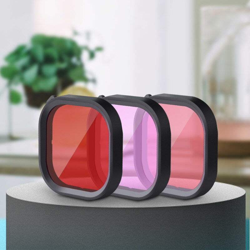 3- pakke filtre kit rød magenta snorkel linse rød farve filter til gopro hero 8 sort super dragt originalt hus taske tilbehør: Allesammen