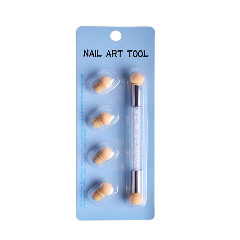 Pincel de efecto degradado para manicura de uñas, herramienta de manicura con mango de madera, para dibujar y pintar: 1set sponge tool