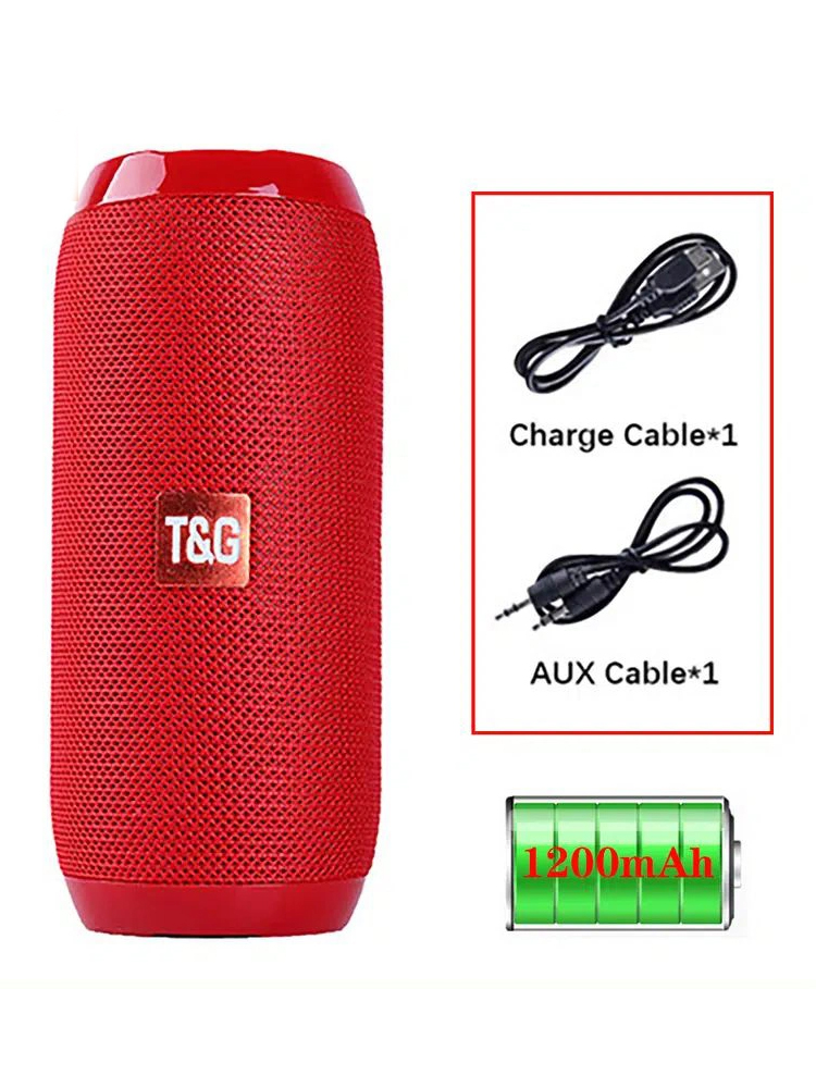Tg117 bärbara bluetooth-högtalare för utomhusbruk, trådlös bashögtalare, gratis samtal/fm/tf-kort/usb-minne, anslutning för mobiltelefon/surfplatta/tv: Röd
